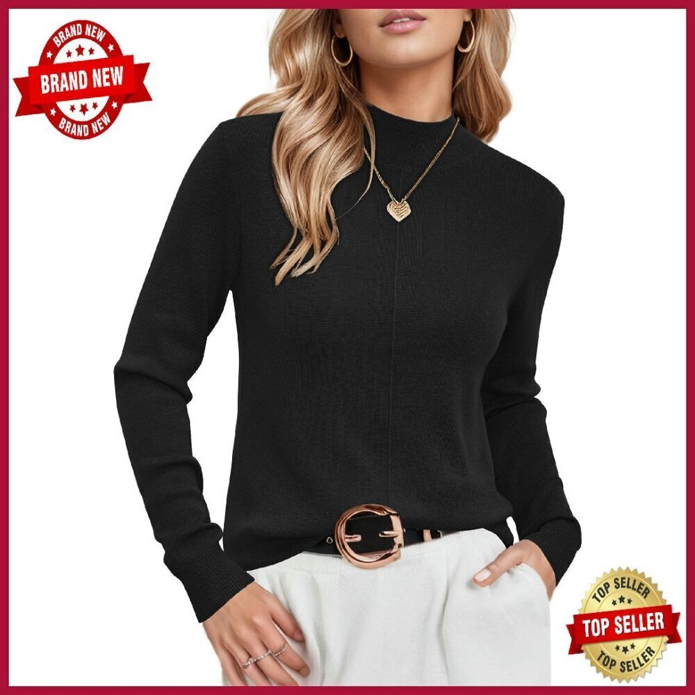 Wool Blend Mock Neck Sweater Long Sleeve Pullover Business Casual
